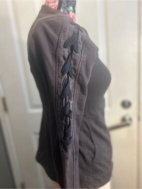 Prairie Underground Lace-Up Sleeve Jacket Brown Organic Cotton Small
